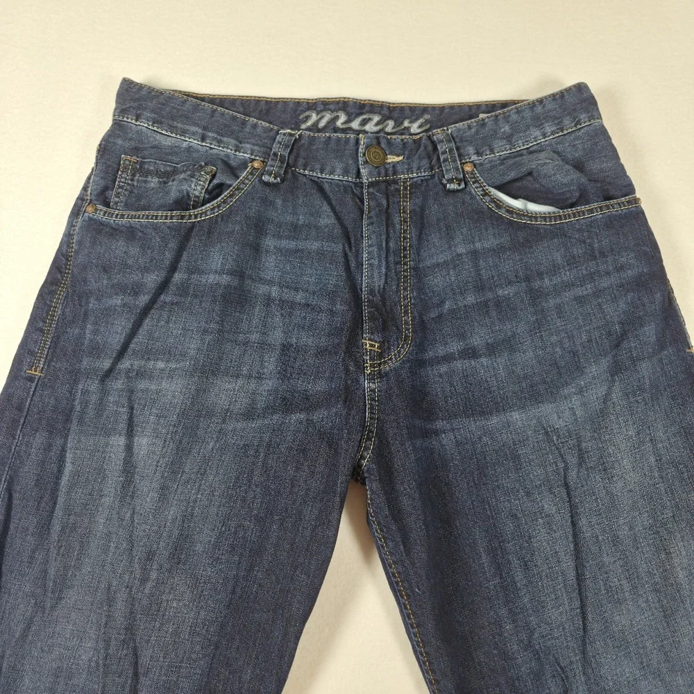 Mavi Max Blue Jeans Men's 34x34 Mid-rise Baggy Wide Leg Dark Wash